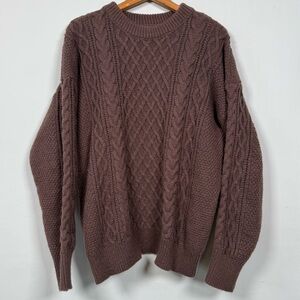 Super Soft Oversized Cable Knit Sweater in Rich Brown, Size XXL